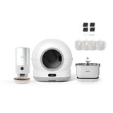 Xenon Smart Akıllı Otomatik Kedi Tuvaleti (Kameralı) Çelik Köpek Mama Kabı Şarjlı Bataryalı Su Pınarı Sebili ve Filtre (4 Adet) Evcil Hayvan 4'lü Pet Ürünleri Başlangıç Seti