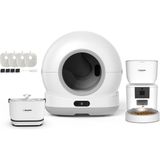 Xenon Smart Akıllı Otomatik Kedi Tuvaleti Paslanmaz Çelik Kaseli 4lt Hazneli Mama Kabı Bataryalı Su Pınarı ve Filtre 4'lü Pet Seti - Beyaz