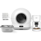 Xenon Smart Akıllı Otomatik Kedi Tuvaleti Paslanmaz Çelik Kaseli 4LT Mama Kabı Çelik Hazneli Su Pınarı ve Filtre 4'lü Pet Seti - Beyaz