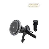 Xenon Smart Araç İçi Telefon Tutucu + Çakmaklık Şarj 15w Hızlı Kablosuz Şarj Sensörlü Otomatik Kavrama X6401 - Siyah