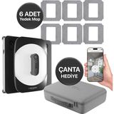Xenon Smart Cam Silme Robotu (Elo) ve 6 Adet Mop | 2'li Set, Kumandalı, 3 Modlu, Mobil Kontrol - Siyah