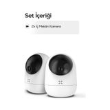Xenon Smart Ev Kamerası 2 Li Set Wifi, 2304p, Mobil Kontrol, Sesli, 360 Ptz, Gece Görüş, İç Mekan Kamera