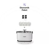 Xenon Smart Kedi Su Pınarı (Kablosuz) Ve Yedek Filtre 2'Li Set, Wifi, Çelik Su Tepsili, Uv Sterilizasyon