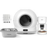 Xenon Smart Kedi Tuvaleti (Kameralı) 72L, Kedi Mama Kabı (Kameralı) 3L, Su Pınarı (Çelik) ve Yedek Filtre | 4’lü Set