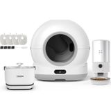 Xenon Smart Kedi Tuvaleti (Kameralı) 72L, Mama Kabı (Kameralı) 5L, Su Pınarı (Kablosuz) ve Yedek Filtre | 4'lü Set