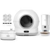 Xenon Smart Kedi Tuvaleti (Kameralı) 72L, Mama Kabı (Kameralı) 5L, Su Pınarı (Şeffaf) ve Yedek Filtre | 4'lü Set