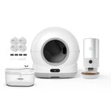 Xenon Smart Kedi Tuvaleti (Kameralı), Mama Kabı (Kameralı) 5L, Su Pınarı (Şeffaf) Ve Yedek Filtre | 4'Lü Set