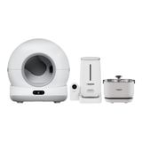Xenon Smart Kedi Tuvaleti, Kameralı Mama Kabı Ve Su Pınarı 3'Lü Set Wifi, 72L Otomatik Kedi Tuvaleti, Gece Görüş, Mobil Kontrol
