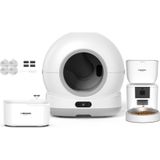 Xenon Smart Otomatik Kedi Tuvaleti 72L, Otomatik Mama Kabı (Kameralı), Su Pınarı (Şeffaf) ve Filtre | 4'lü Set