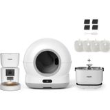 Xenon Smart Otomatik Kedi Tuvaleti (Kameralı) 72L, Mama Kabı (Kameralı), Su Pınarı (Kablosuz) ve Filtre | 4'lü Set