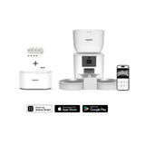 Xenon Smart Otomatik Mama Kabı (Çift Kaseli), Kedi Su Pınarı (Şeffaf) ve Yedek Filtre | 3'lü Set, Mobil Kontrol