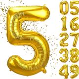 xesha 5 Yaş Doğum Günü Rakamlı Balon Yaş Günü Gold Renk Uçan Balon 102 cm Doğum Günü ve Parti Dekorasyonu Büyük Boy Folyo Balon 40 inç - 102 cm Doğum Günü Dekorasyonu Balon Yaş Sayı Helyum Balon 5 Rakamı