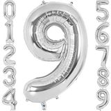 xesha 9 Rakamı Doğum Günü Balonu Yaş Günü Gümüş Renk Uçan Balon 102 cm Doğum Günü ve Parti Dekorasyonu Büyük Boy Folyo Helyum Uçan Balon Yaş 9 Sayısı