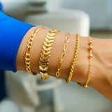 Xesha Altın Kaplama 5'li Kombin Bileklik Seti Gold Renk Zincir Bilezik Künye