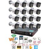 XFury 16 Kameralı Gece Renkli 1080P 2Mp Görüntü Full Hd Ultra Led Gece Renkli Güvenlik Kamerası Seti 1 TB