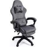 XG400 Kumaş Döşemeli Gaming Koltuk Ayak Dayamalı Oyuncu Koltuğu 135° Yatabilen Boyun Bel Yastıklı Bilgisayar Sandalyesi - Gri