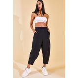 Xhan 02 2YZK5-12595 Kadın Siyah Beli Lastikli Slouchly Pantolon