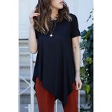 Xhan 0YXK2-43358-14 Kadın Lacivert Asimetrik Bluz