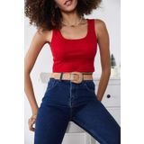 Xhan 1KXK2-44734-04 Kırmızı U Yaka Kaşkorse Kadın Atlet