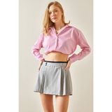 Xhan Gri Pile Detaylı Şort Etek 5YXK7-48243-03 - XL