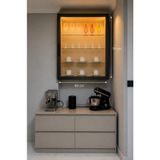 Xhome Dekor 70X60X15 Siyah Çerçeve Mdf Cam Kapaklı Cok Amaçlı Dolap