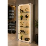 xhomedekor 180x60x30 vitrin gümüşlük%100 mdf kırılmaz temperli cam neon led