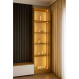 Xhomedekor 200x40x25 Gümüşlük Neon Ledli Tv Ünitesi Yanı Kahve Köşesi Dolabı - atlantik çam