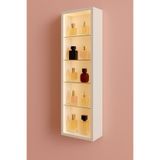 xhomedekor 80x35x15 mdf cam raflı led ışıklı duvar vitrini