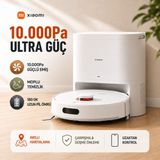 Xiaomi 10.000 Pa Güçlü Emişli Robot Süpürge, Islak Paspas ve Kuru Süpürme, 4 L Otomatik Toz Boşaltma Istasyonu ve Lds Lazer Haritalama + Tiftik Cihazı (Onerous) - Beyaz - Gri