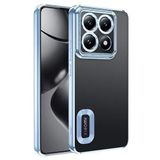 Xiaomi 14T Pro İle Uyumlu Kılıf Logo Gösteren Parlak Kenarlı Kamera Lens Korumalı Şeffaf Omega Silikon Kapak Sierra Mavi