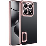 Xiaomi 14T Pro Kılıf Kamera Korumalı Renkli Kenar Parlak Silikon Kapak - Rose Gold