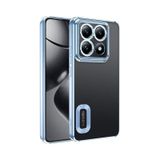 Xiaomi 14t Pro Kılıf Logo Gösteren Parlak Kenarlı Kamera Lens Korumalı Şeffaf Omega Silikon Kapak Sierra Mavi