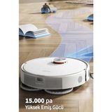 Xiaomi 15000PA Emiş Gücü Lds Lazer Navigasyon Çift Döner Paspas Uzatılabilir Yan Fırça Akıllı Robot Süpürge - Beyaz