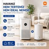 Xiaomi 43 M² Nemlendirici Akıllı Sensörlü Hava Temizleyici Cihaz Sessiz Beyaz Uyku Modu