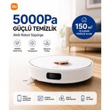 Xiaomi 5000 Pa Yüksek Emiş Güçlü Lazer Navigasyonlu Akıllı Robot Süpürge ve Paspas, Çoklu Sensörlü Kusursuz Ev Temizleyici - Beyaz