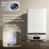Xiaomi 7000PA Çift Döner Paspas Lds Lazer Navigasyon Hepsi Bir Arada Istasyonlu Akıllı Robot Süpürge - Beyaz