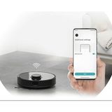 Xiaomi 8000PA Yüksek Güç Wi-Fi Akıllı Kontrol Lidar Halı Tanıma Paspas Akıllı Robot Süpürge + Yedek Temizlik Seti + Lambader Hediye - Siyah