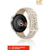 Xiaomi Amazfit Gts / Gts 2 / Gts 2e / Gt S3 / Gt S4 Mini Uyumlu Leopar Desenli Silikon Kordon 20MM - Krem