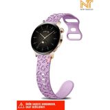 Xiaomi Amazfit Gts / Gts 2 / Gts 2e / Gt S3 / Gt S4 Mini Uyumlu Leopar Desenli Silikon Kordon 20MM - Lila