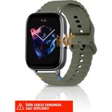 Xiaomi Amazfit Gts / Gts 2 / Gts 2e / Gt S3 / Gt S4 Mini Uyumlu Wave Silikon Kordon 20MM - Koyu Yeşil