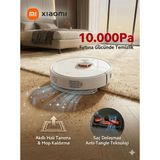 Xiaomi Hem Süpürüp Hem Silen 10.000 Pa Emiş Güçlü Robot Süpürge Lazer Sensörlü Gece Görüşü ve Saçları Fırçaya Dolamayan Bıçaklı Başlık Teknolojisi, Halı Tanıma, Mop Kaldırma - Beyaz