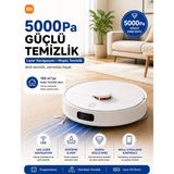 Xiaomi Lds Lazer Teknolojili 5000 Pa Ultra Emiş Gücüne Sahip Süpürme ve Paspas Yapan Uzun Ömürlü Sesli Asistan Uyumlu Yeni Nesil Robot Süpürge - Beyaz