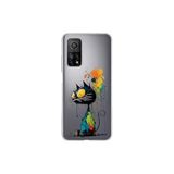 Xiaomi Mi 10 T ile Uyumlu Splash Kedi Tasarımlı Slimfit Şeffaf Silikon Kılıf