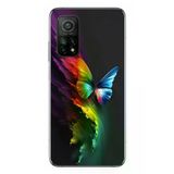 Xiaomi Mi 10 T Uyumlu Gökkuşağı Kelebeği Baskılı Silikon Kılıf