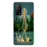 Xiaomi Mi 10 T Uyumlu Kedili Neon Kız Baskılı Silikon Kılıf