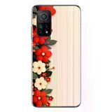 Xiaomi Mi 10 T Uyumlu Kırmızı Beyaz Çiçekler Baskılı Silikon Kılıf