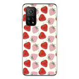 Xiaomi Mi 10 T Uyumlu Kırmızı Pembe Çilekler Baskılı Silikon Kılıf