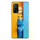 Xiaomi Mi 10 T Uyumlu Mavi Sarı Kediler Baskılı Silikon Kılıf