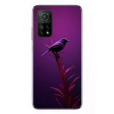 Xiaomi Mi 10 T Uyumlu Mor Kuş Dalda Baskılı Silikon Kılıf