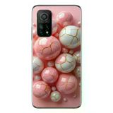 Xiaomi Mi 10 T Uyumlu Pembe Beyaz Kırık Toplar Baskılı Silikon Kılıf